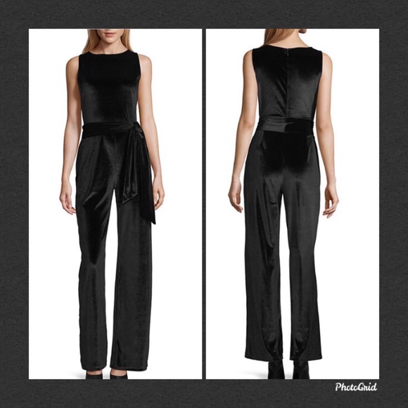 Worthington Pants - BLACK SLEEVELESS WIDE LEG JUMPSUIT
